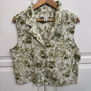 Rachel Zoe Jungle Patterned Linen Sleeveless Blouse. Size L.